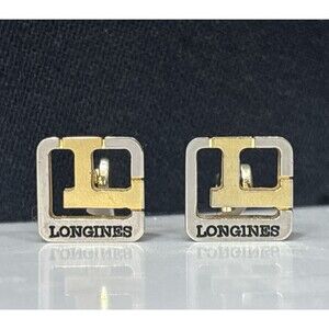 Vintage Cufflinks Longines Square Logo Two Tone Gift